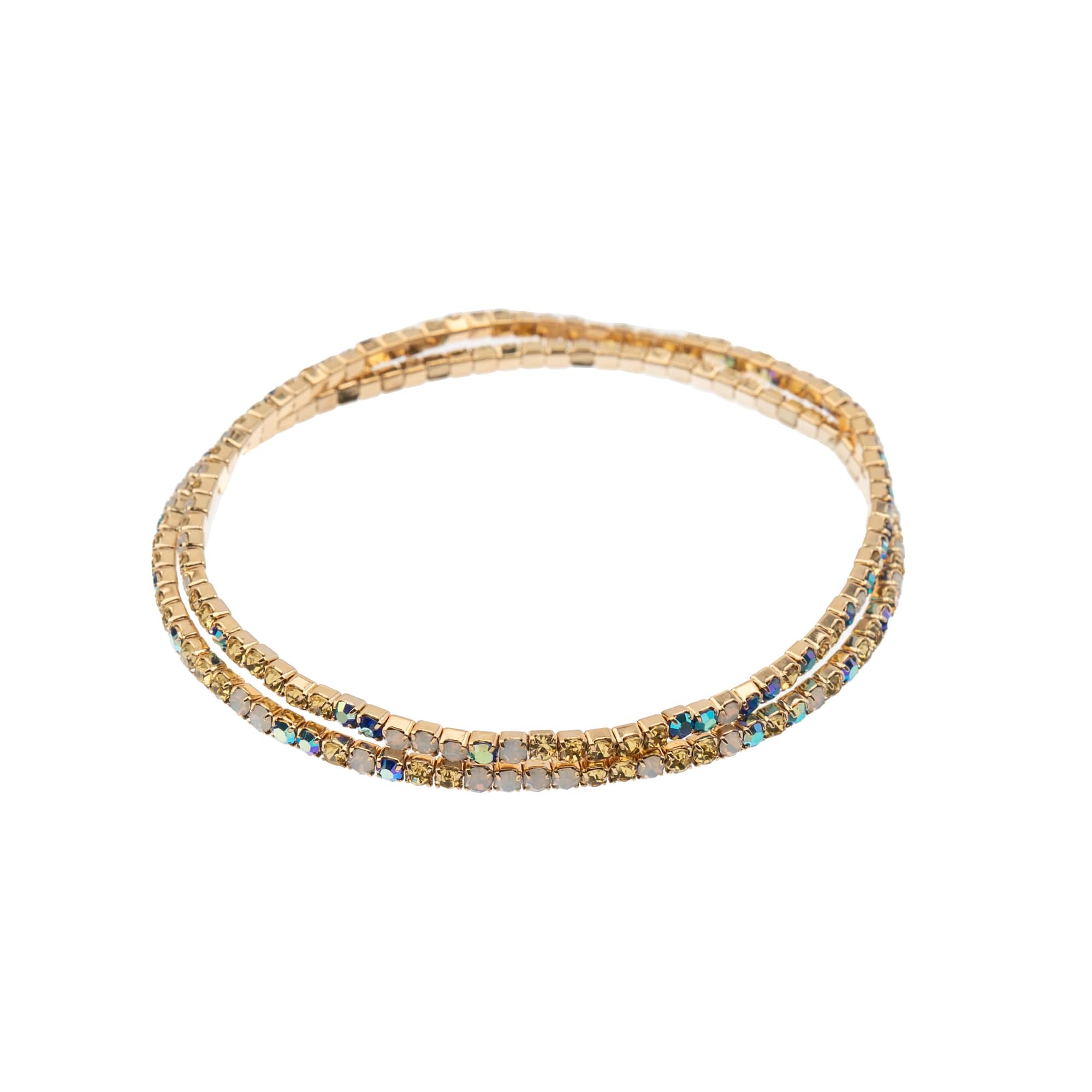 Crystal Lane DIY Gold Blue, Yellow & White Rhinestones Bracelets, 2ct.